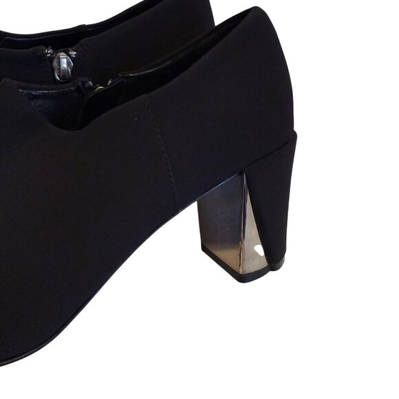 9 N Donald Pliner Chelsie Black Pump Booties Shoes Mirror Block Heel - Picture 7 of 12